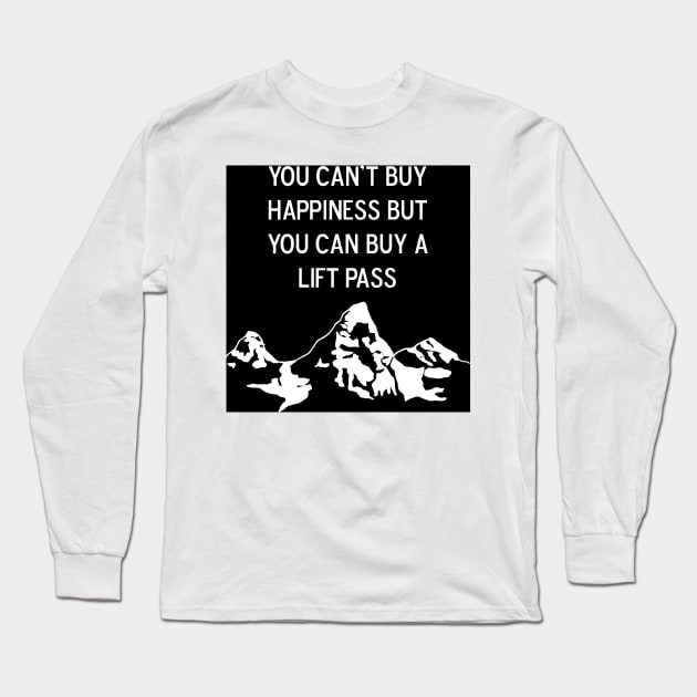 Ski Snowboard Lift Pass Grand Teton Mountains Long Sleeve T-Shirt by theaspenridge